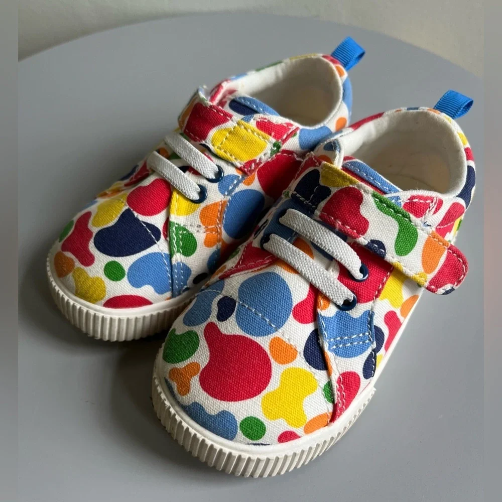 Vibrant multicolor toddler sneakers. Blue red green yellow. Size 6 - Picture 2 of 6